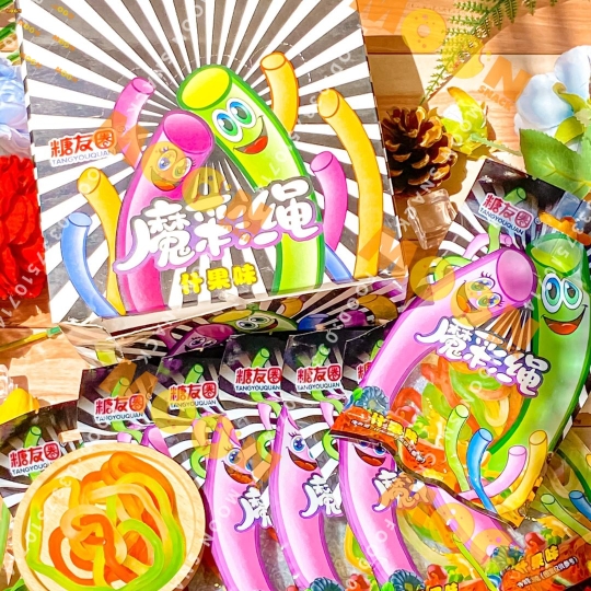 Kẹo dẻo vị trái cây hình sợi mì dây thun siêu ngộ nghĩnh gói 30g Moon Snack Food