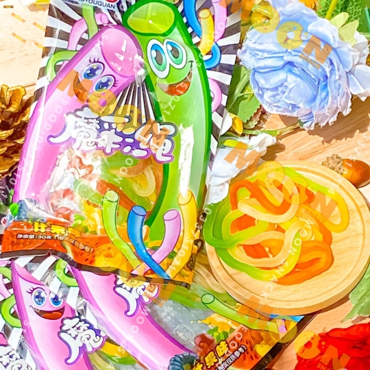 Kẹo dẻo vị trái cây hình sợi mì dây thun siêu ngộ nghĩnh gói 30g Moon Snack Food