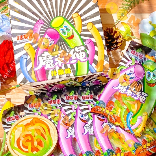 Kẹo dẻo vị trái cây hình sợi mì dây thun siêu ngộ nghĩnh gói 30g Moon Snack Food