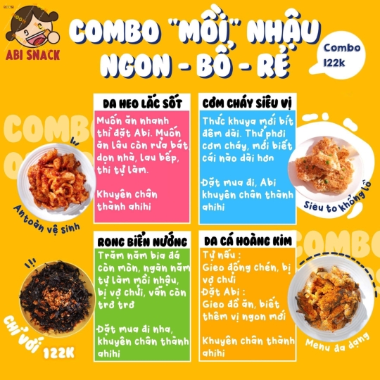 Combo mồi nhậu 4 bịch nhà Abi