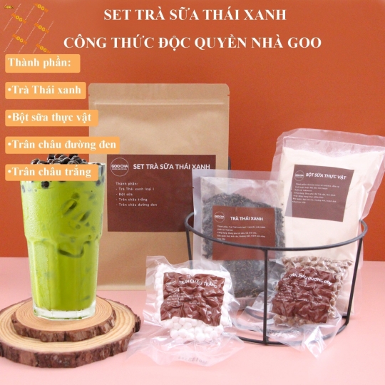 Set trà sữa Goocha Thái xanh túi lớn 700gram