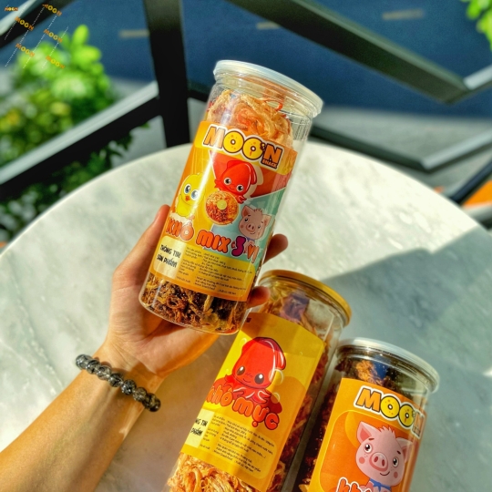 Khô mix 3 vị (heo, mực, gà) hủ sang trọng 300gram 